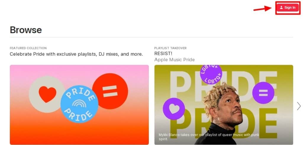 music.apple.com website.