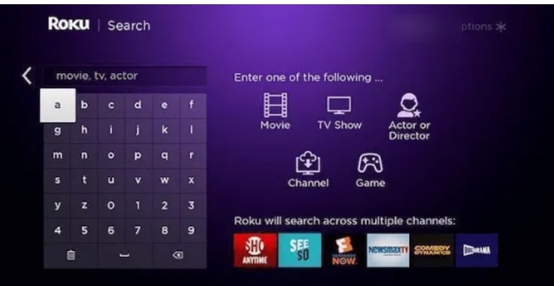 type channel name in the search bar.