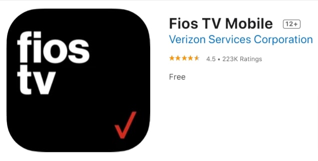 Fios TV app from the App store