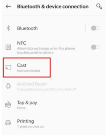 select cast in your android phone