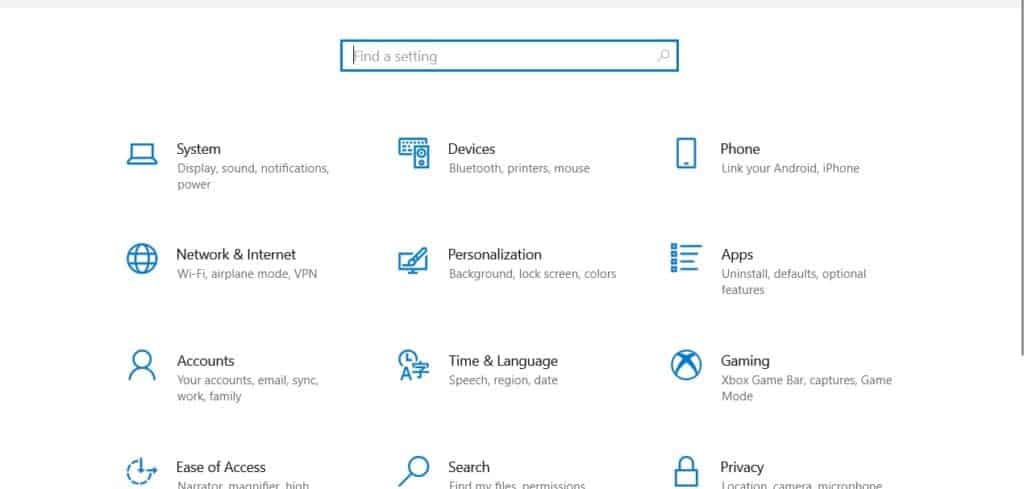 go to settings in windows 10