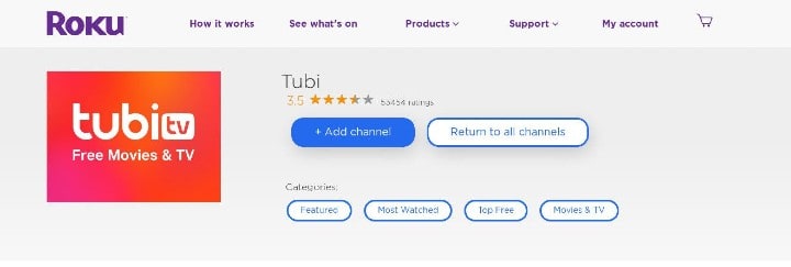 add Tubi TV channel on Roku