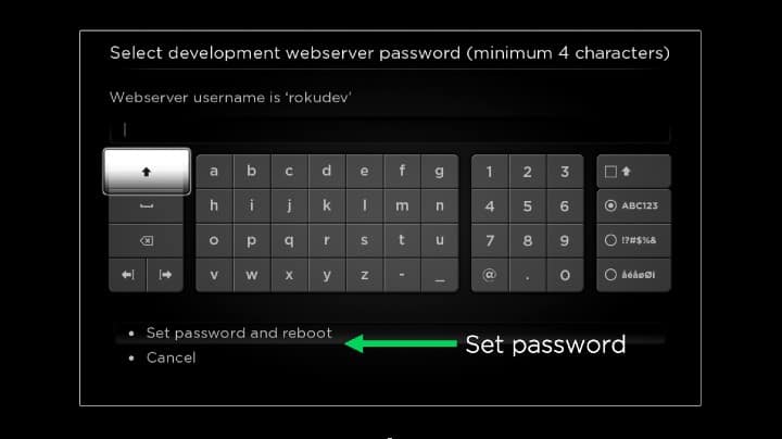 enter a Web Server Password on Roku