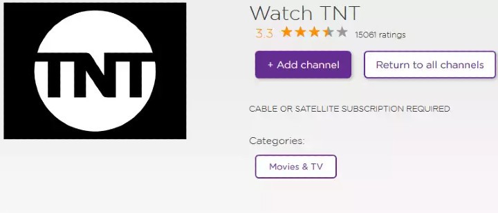 add watch TNT on Roku