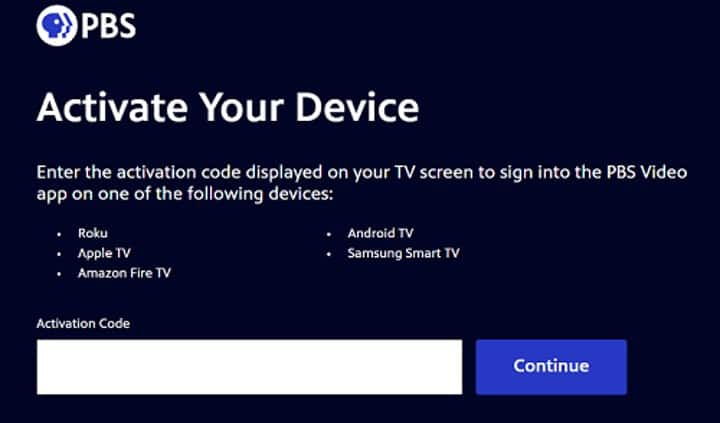 activate pbs app on roku