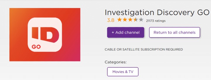 add Investigation Discovery go on roku