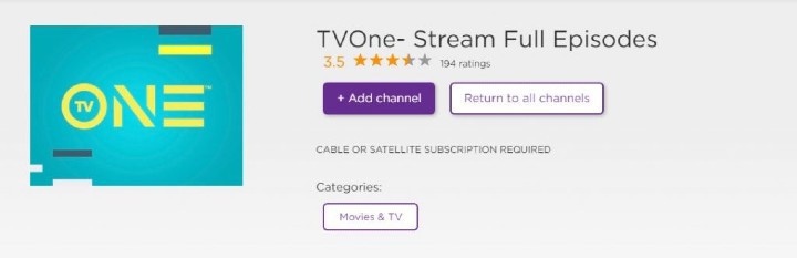 tv one channel on roku